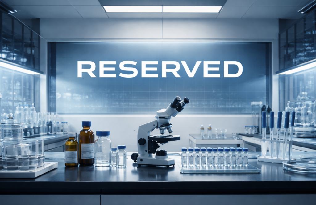 Reserved Peptides laboratory research setup with microscope